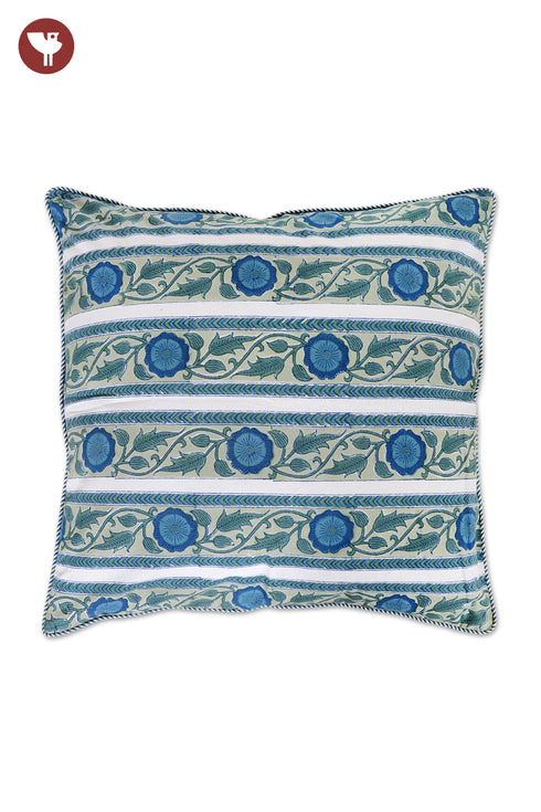 20s Cotton Cushion Cover in Floral Block Print
