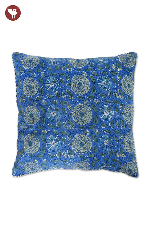 20s Cotton Cushion Cover in Floral Block Print