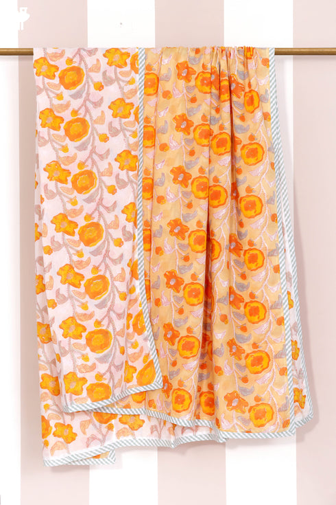 Mulmul Cotton Dohar in Floral Block Print