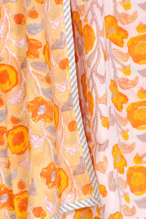 Mulmul Cotton Dohar in Floral Block Print