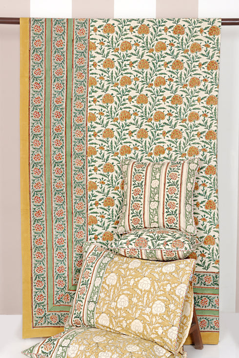 20s Cotton Bed Cover in Block Print