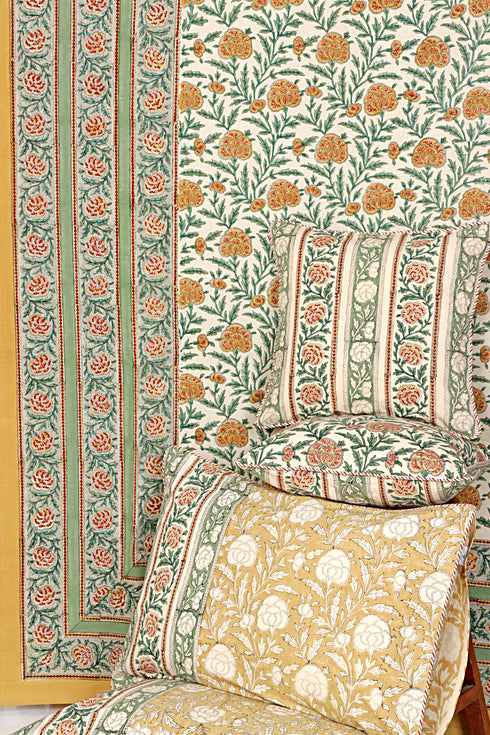 20s Cotton Bed Cover in Block Print