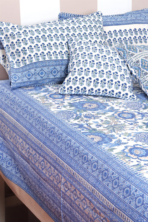 20s Cotton KING SIZE Bed Cover In Block Print