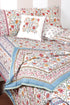 20s Cotton KING SIZE Bed Cover In Floral Block Print