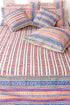 20s Cotton KING SIZE Bed Cover in Striped Floral Block Print