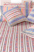 20s Cotton KING SIZE Bed Cover in Striped Floral Block Print