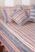 20s Cotton KING SIZE Bed Cover in Striped Floral Block Print