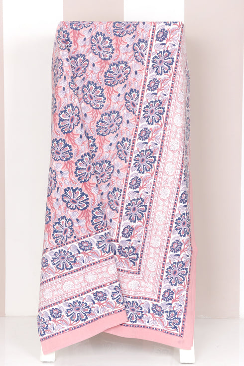 20s Cotton KING SIZE Bed Cover In Block Print