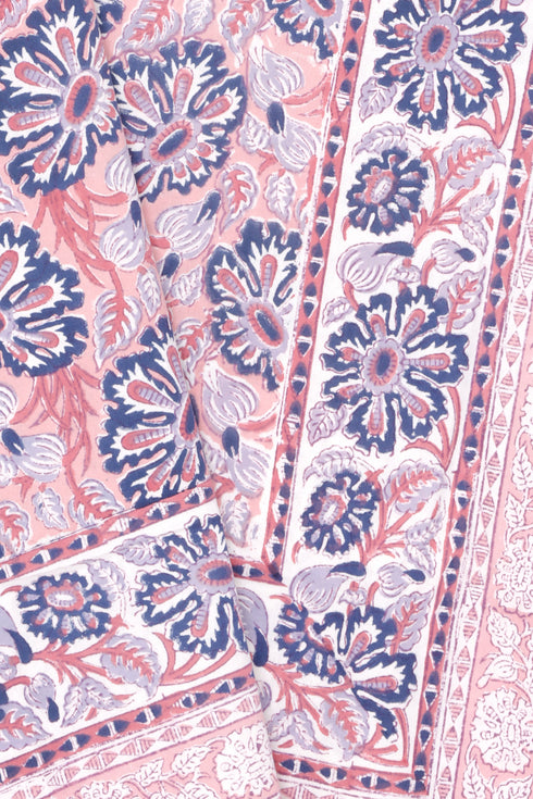 20s Cotton KING SIZE Bed Cover In Block Print