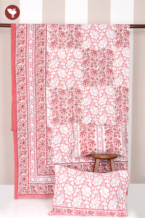 20s Cotton Bed Cover in Floral Block Print