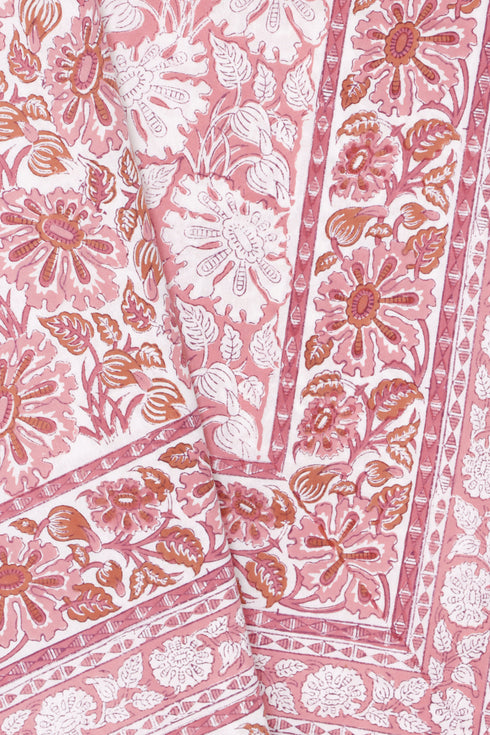 20s Cotton Bed Cover in Floral Block Print