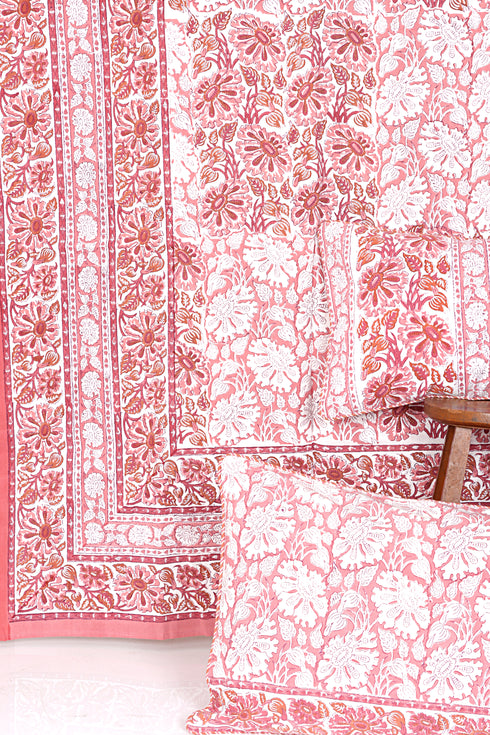 20s Cotton Bed Cover in Floral Block Print