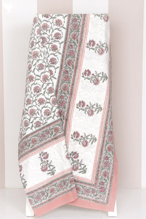 20s Cotton Bed Cover in Floral Block Print