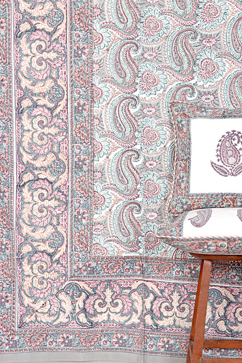 20s Cotton Bed Cover in Block Print
