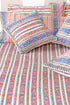 20s Cotton Bed Cover in Striped Floral Block Print
