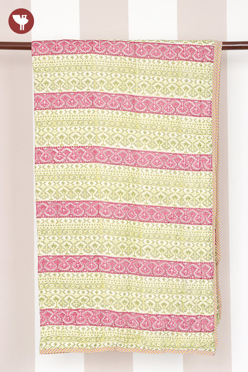 Mulmul Cotton Quilt in Floral Block Print
