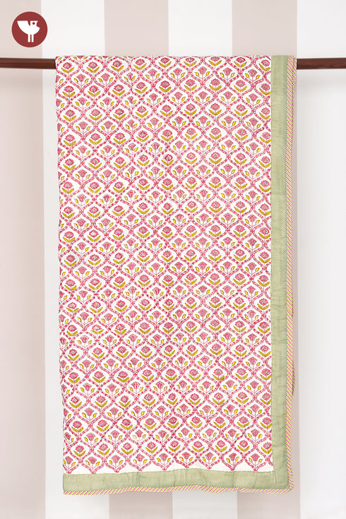 Mulmul Cotton Quilt in Floral Block Print