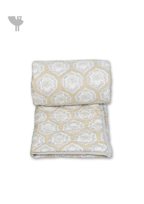 Mulmul Cotton Quilt In Geometric Block Print