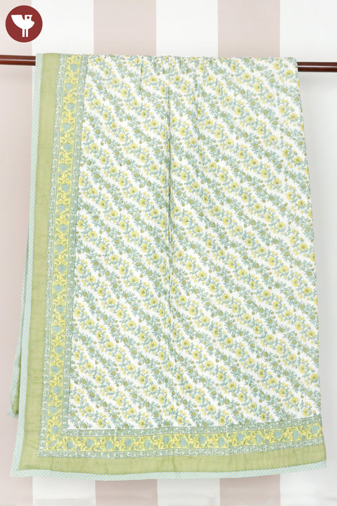 Mulmul Cotton Quilt in Floral Block Print