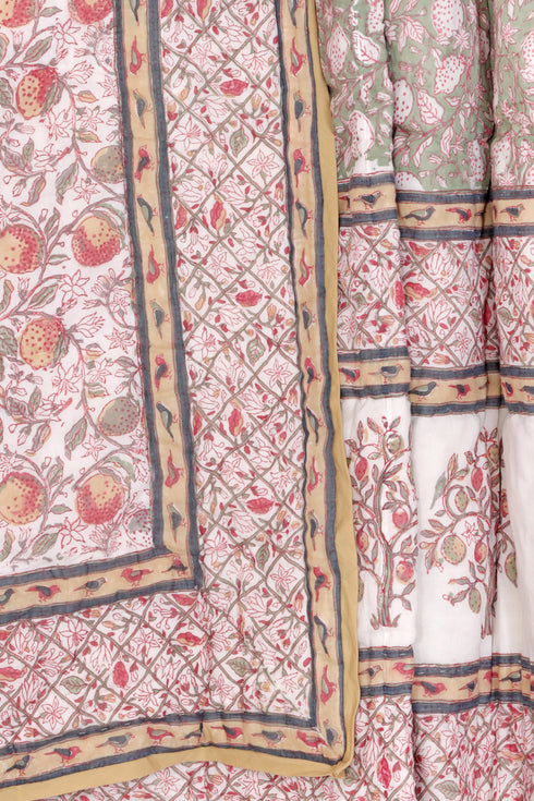 Mulmul Cotton Quilt in Floral Block Print