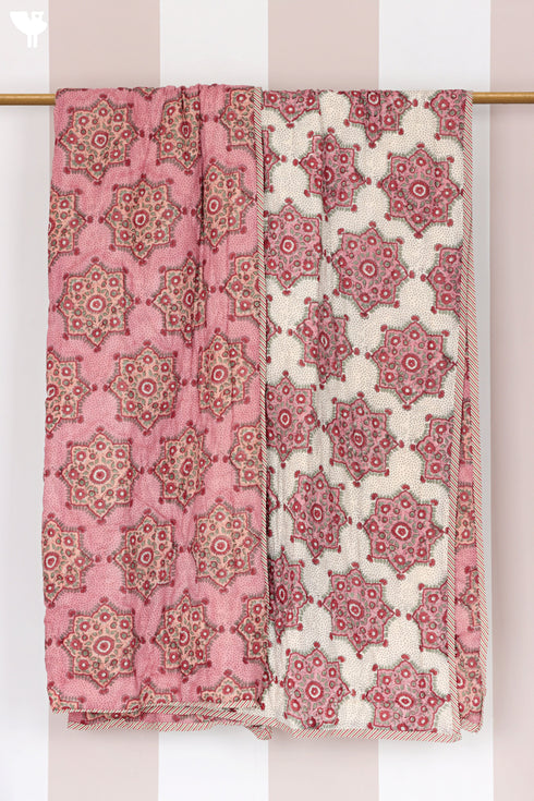 Mulmul Cotton Quilt in Floral Block Print