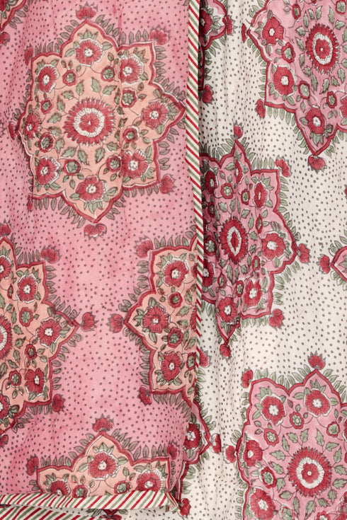 Mulmul Cotton Quilt in Floral Block Print