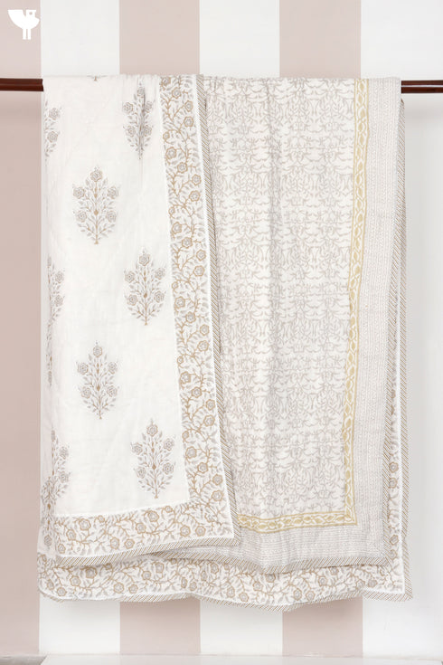 Mulmul Cotton Quilt In Block Print