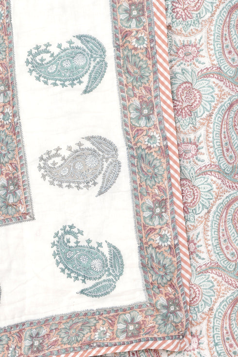 Mulmul Cotton Quilt in Floral Block Print