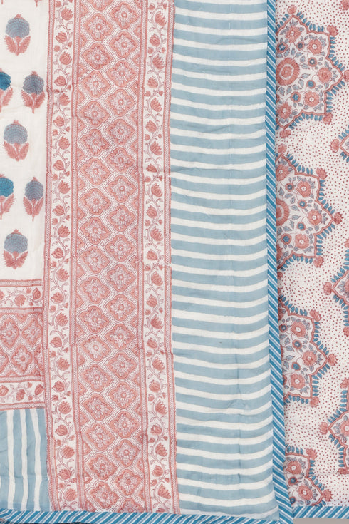 Mulmul Cotton Quilt in Floral Block Print