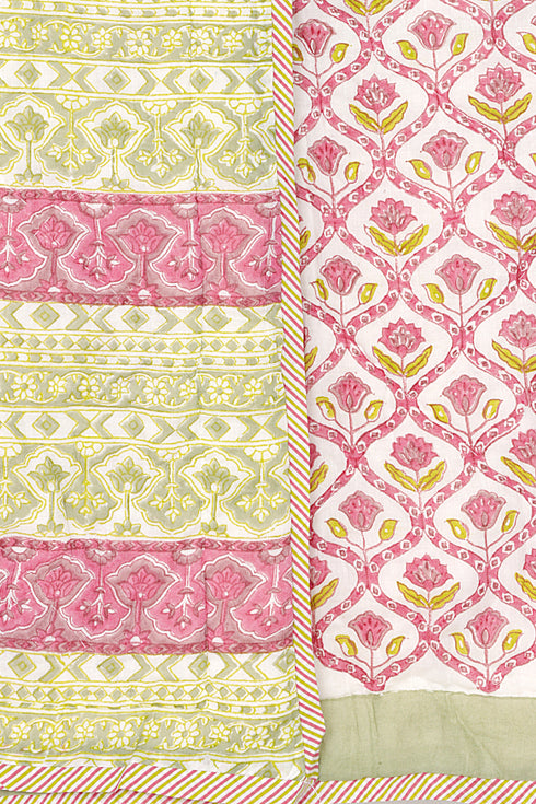Mulmul Cotton Quilt in Floral Block Print