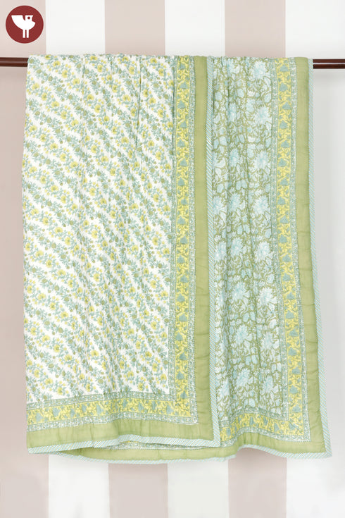 Mulmul Cotton Quilt in Floral Block Print
