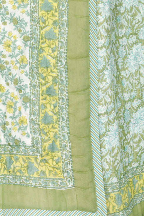 Mulmul Cotton Quilt in Floral Block Print