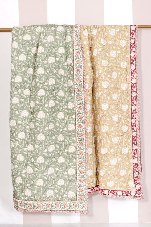 Mulmul Cotton Quilt In Block Print