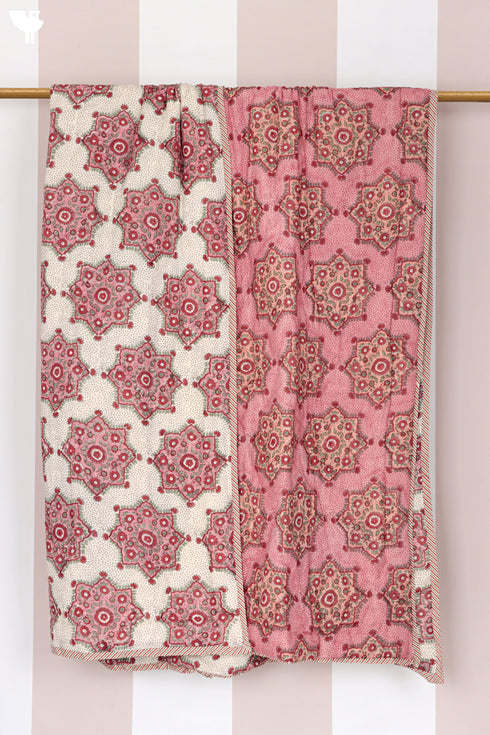 Mulmul Cotton Quilt in Floral Block Print