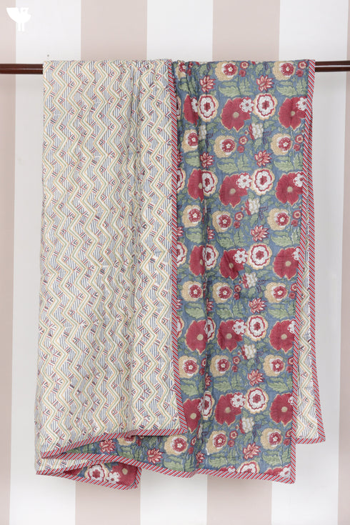Mulmul Cotton Quilt In Block Print