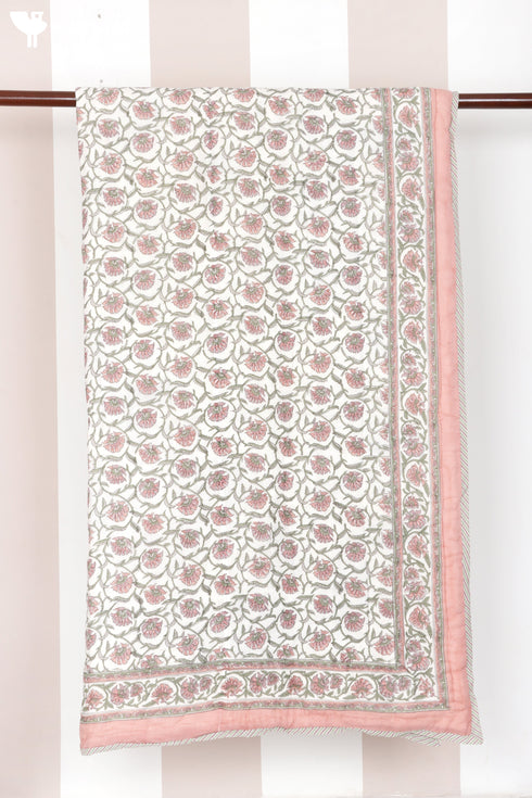 Mulmul Cotton Quilt Floral Block Print