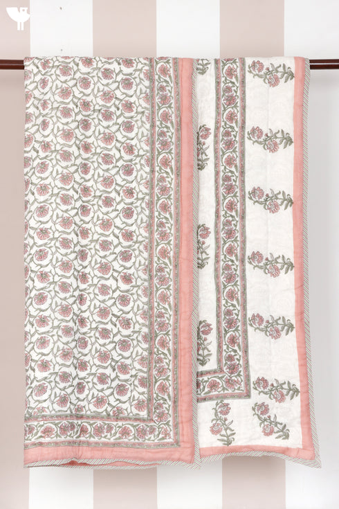 Mulmul Cotton Quilt Floral Block Print