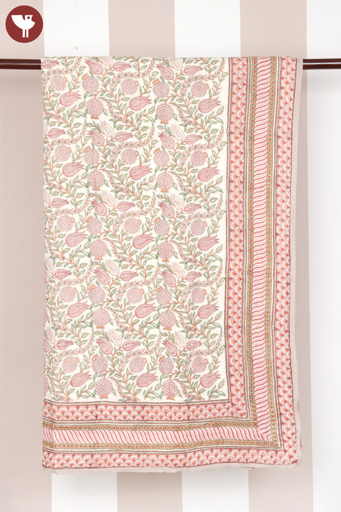 Mulmul Cotton Quilt Floral Block Print