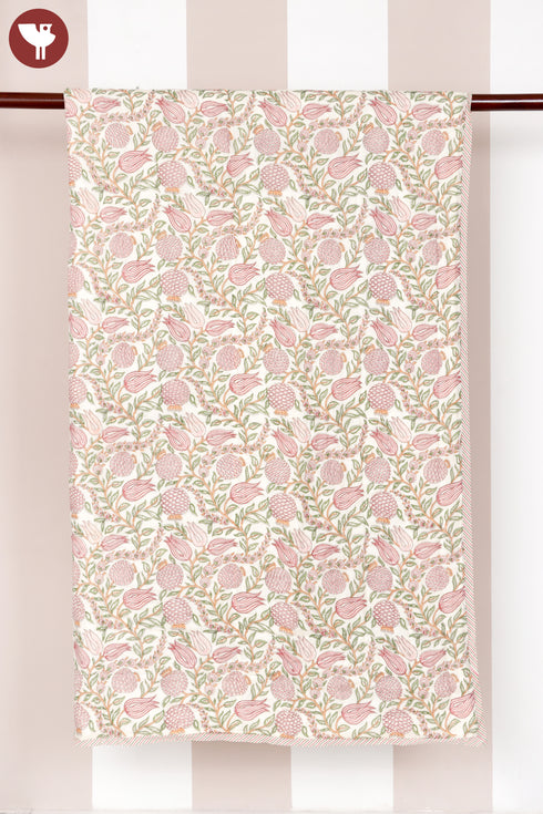 Mulmul Cotton Quilt Floral Block Print