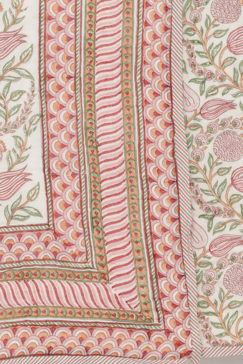 Mulmul Cotton Quilt Floral Block Print