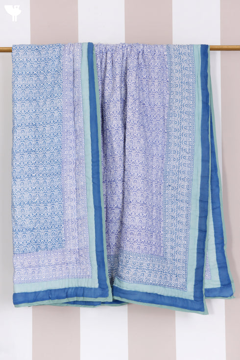 Mulmul Cotton Quilt In Graphic Block Print