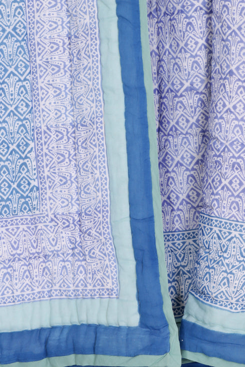 Mulmul Cotton Quilt In Graphic Block Print