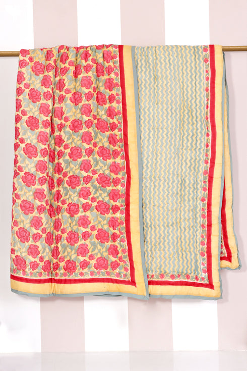 Mulmul Cotton Quilt In Block Print