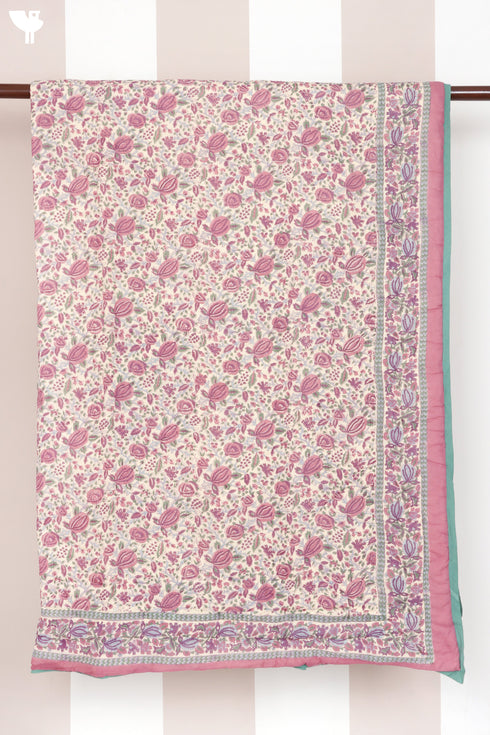 Mulmul Cotton Quilt in Floral Block