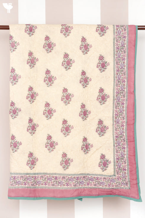 Mulmul Cotton Quilt in Floral Block