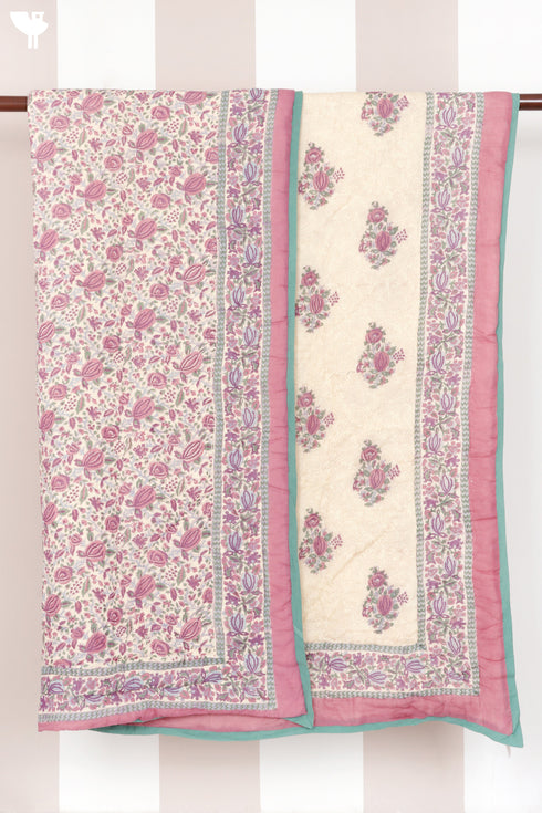 Mulmul Cotton Quilt in Floral Block