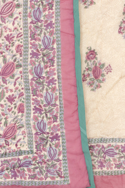 Mulmul Cotton Quilt in Floral Block