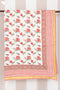 Mulmul Cotton Quilt in Floral Block Print White