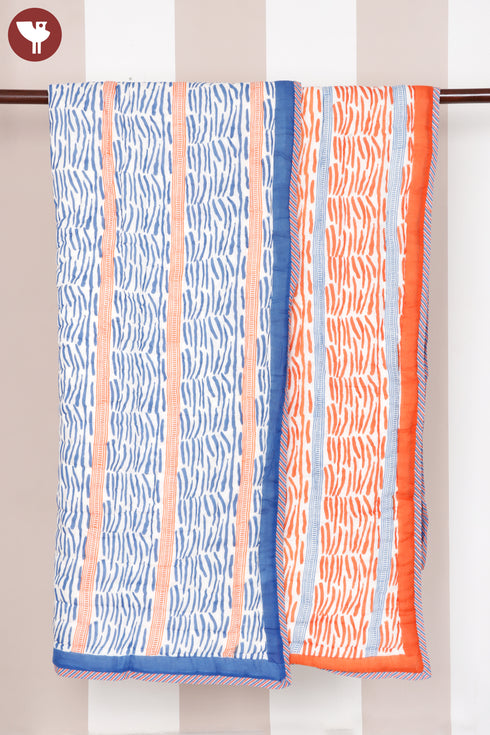 Mulmul Cotton Quilt Striped Block Print