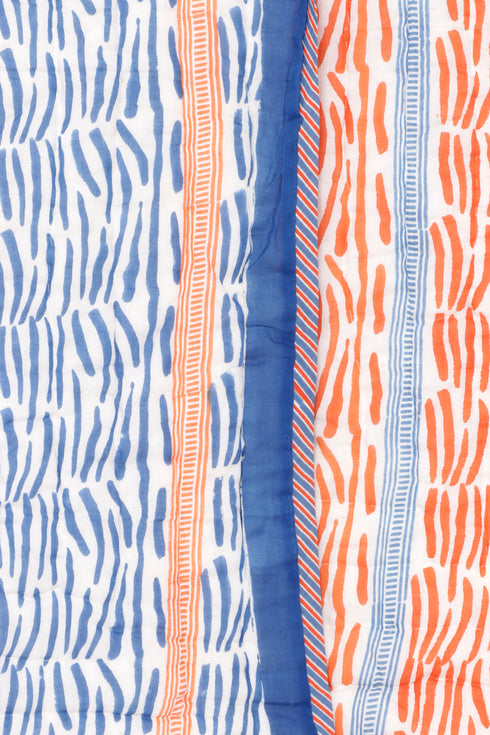 Mulmul Cotton Quilt Striped Block Print